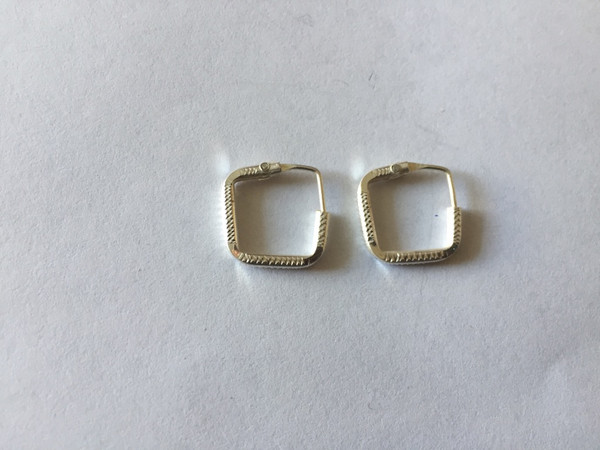 925 Sterling Silver Textured Square Endless Hoop Earrings
