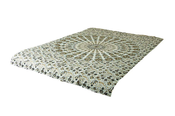 White Black Gold Mandala Tapestry Bohemian Wall Hanging Throw Dorm Decor