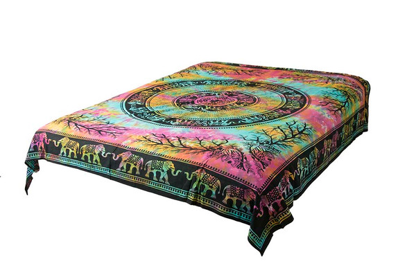 Hippie Tie-Dye Elephant  Mandala Tapestry Bohemian Wall Hanging Throw Dorm