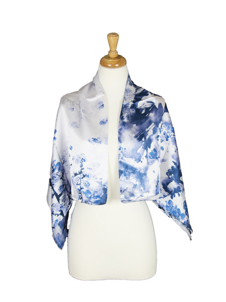 AamiraA Flint Blossom Mulberry Satin Silk Stole Women Square Scarf 