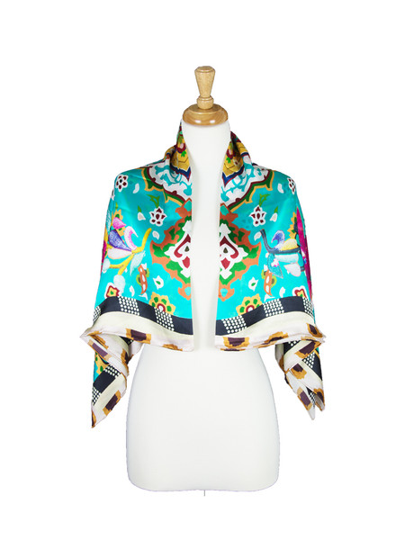 AamiraA Flower Mulberry Satin Silk Stole Women Square Scarf