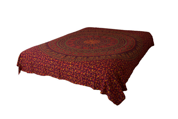 Queen Maroon Mandala Tapestry Bohemian Wall Hanging Throw Dorm Decor