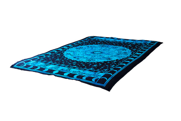 Blue Sun Sign Mandala Tapestry Bohemian Wall Hanging Throw Dorm Decor