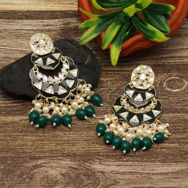 Green Color Meenakari Earrings