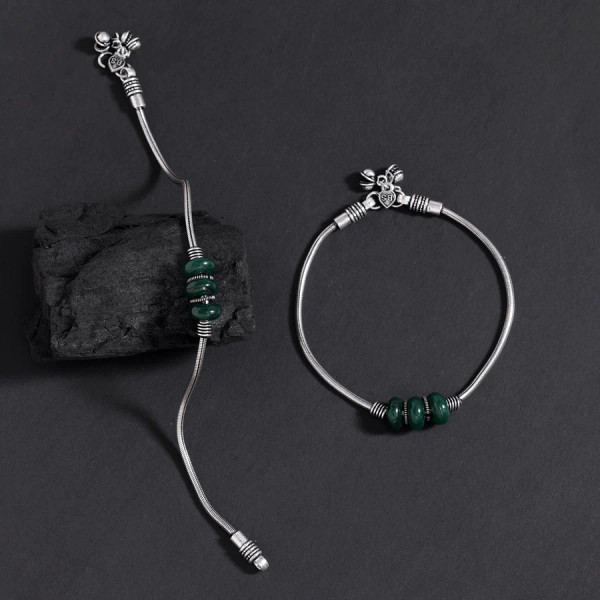 Green Color Oxidised Anklets