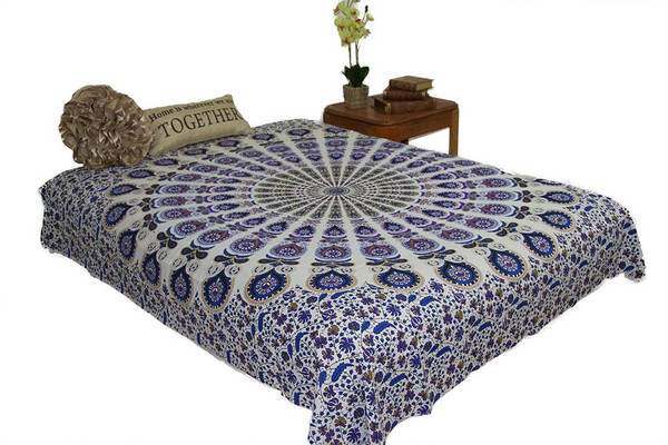 Hippie Mustard Blue Mandala Tapestry Bohemian Wall Hanging Throw Dorm Decor