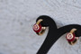 18K Gold Red Corundum Mercedes Designer Brass Earrings