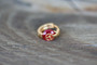 18K Gold Red Corundum Mercedes Designer Brass Earrings