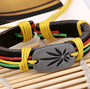 Fashion Maple Leaf Decor Braid Faux Leather Strap Unisex Bracelet
