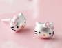 925 Sterling Silver Cute Kitty Pink Bow Earrings