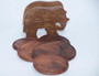 Handcrafted  Wooden Round Coasters With Elephant Cart Holder (6 - Pack)