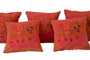 Exotic Kantha Embroidery Elephant Red Cushion Covers Decorative Pillow Case