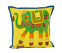 Kantha Patchwork Elephant Yellow Blue Cushion Covers Decorative Pillow Case
