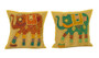 Kantha Patchwork Elephant Mustard Cushion Covers Decorative Pillow Case