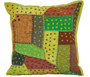 Kantha Multicolored Patchwork Green Cushion Covers Decorative Pillow Case