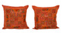 Kantha Embroidered Mirrorwork Brown Cushion Covers Decorative Pillow Case