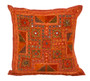 Kantha Embroidered Mirrorwork Brown Cushion Covers Decorative Pillow Case