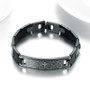 Christian Religious Spanish Prayer Jesus Black Stainless Steel Unisex Bracelet