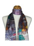 AamiraA Snowfall Night Scene Soft Mulberry Satin Silk Stole Women Long Scarf 