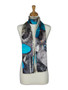 AamiraA Blue Butterfly Treasure Soft Mulberry Satin Silk Stole Women Long Scarf