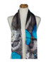 AamiraA Blue Butterfly Treasure Soft Mulberry Satin Silk Stole Women Long Scarf