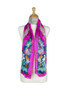 AamiraA Pink White Mulberry Chiffon Silk Stole Women Oblong Scarf 