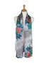 AamiraA Vibrant Roses Mulberry Chiffon Silk Stole Women Oblong Scarf