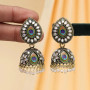 Gold Color Peacock Feather Leaf Oxidised Earrings 