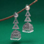 Silver Triangle Shaped Oxidised Large Jhumka