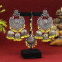 Yellow Oxidised Earrings Tikka Set
