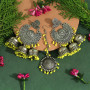 Yellow Oxidised Earrings Tikka Set