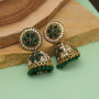 Green Gold Oxidised Palki Jhumka