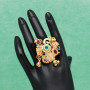 Gold Green and Rani Color Matte Gold Finger Ring