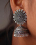 Round Oxidised Silver Handmade Brass Jhumka