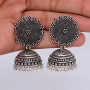 Round Oxidised Silver Handmade Brass Jhumka