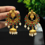 Maroon & Green Color Matte Gold Earrings