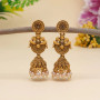 Gold Color Large Matte Gold Temple Style Earrings