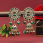 Maroon and Green Color Mirror Earrings