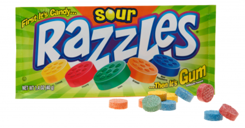 Razzles sour candy/gum  40g USA