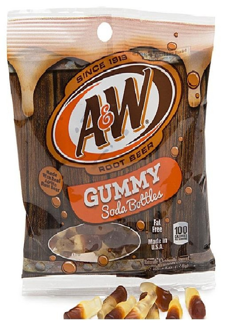 A&W Root Beer Gummy Candy Soda Bottles 127g Bag