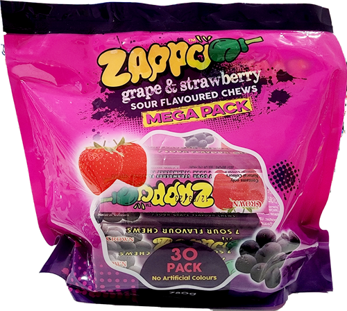 Zappo Grape & Strawberry Chew Mega Pack 30pc 780g