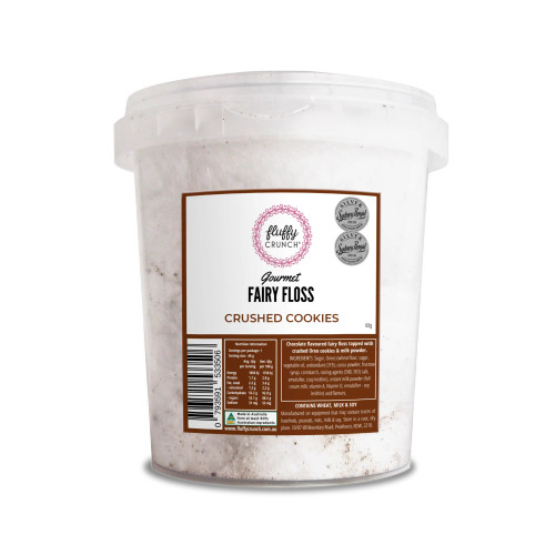 Fluffy Crunch Gourmet Fairy Floss Tub 60g - Crushed Cookies