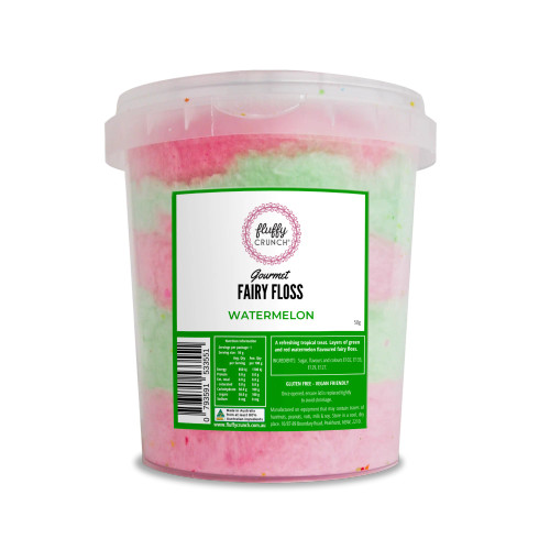 Fluffy Crunch Gourmet Fairy Floss Tub 60g -Watermelon