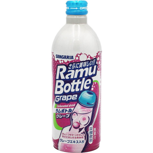 Sangaria Ramu Bottle Carbonated Grape Drink 500ml - Japan