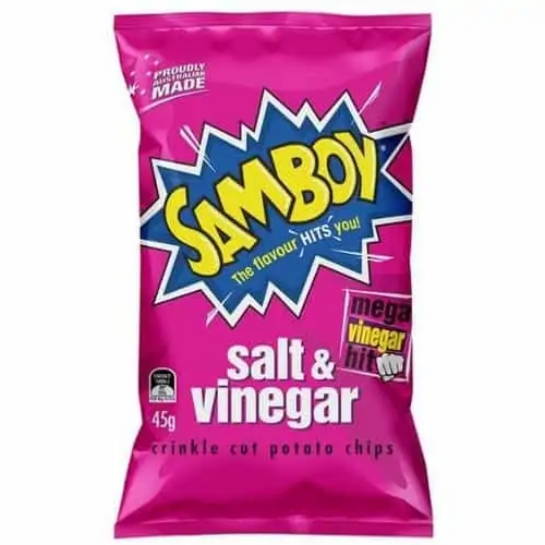 Samboy Salt & Vinegar Crinkle Cut Potato Chips 45g