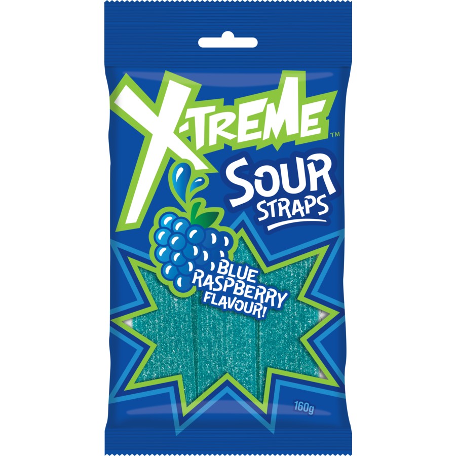 Xtreme Blue Raspberry Sour Straps 160g 0633