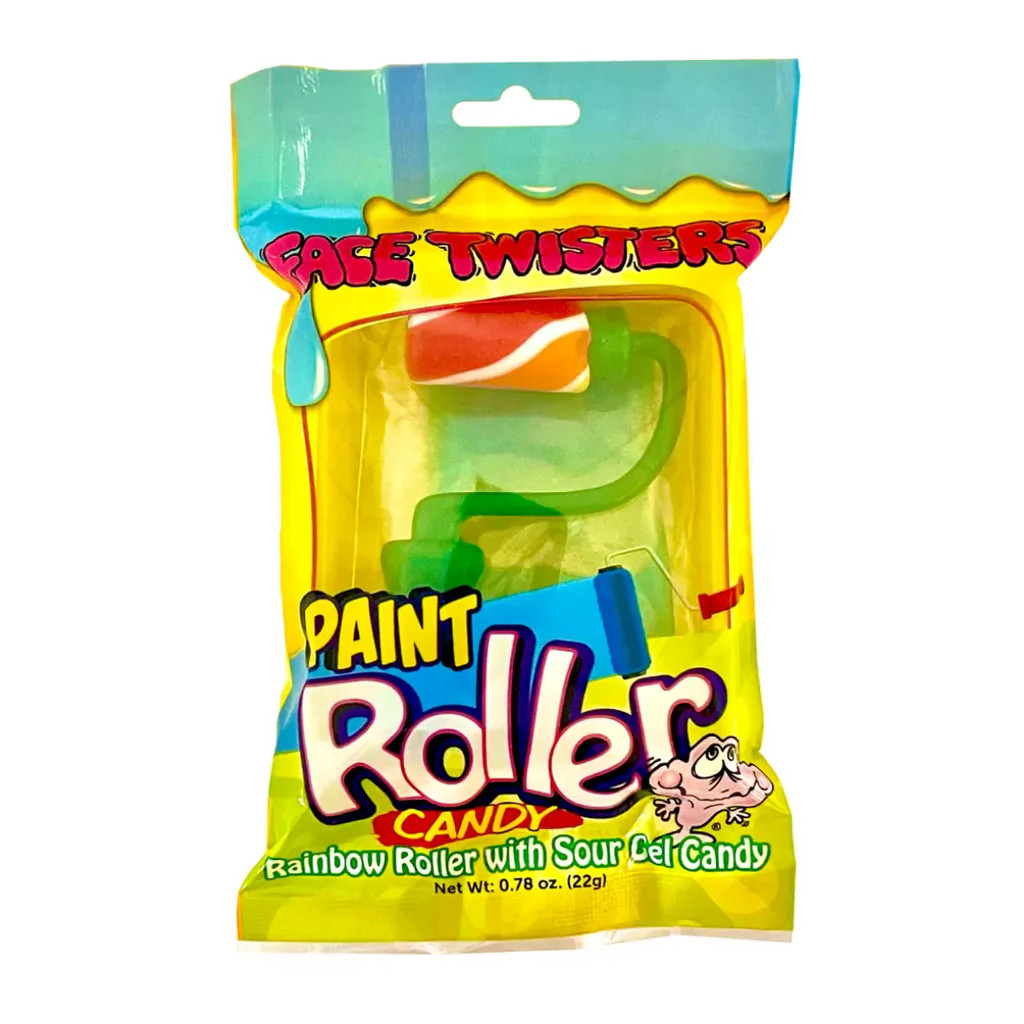 Paint Roller Candy Face Twisters Rainbow roller with sour gel candy