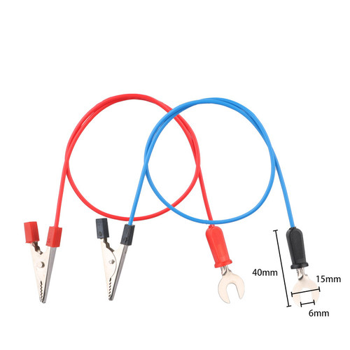 Wire Leads, Alligator Clip and Spade Terminal, Red & Blue, 40cm, Pack of 10