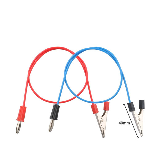 Wire Leads, Alligator Clip and Banana Plug, Red & Blue, 40cm, Pack of 10