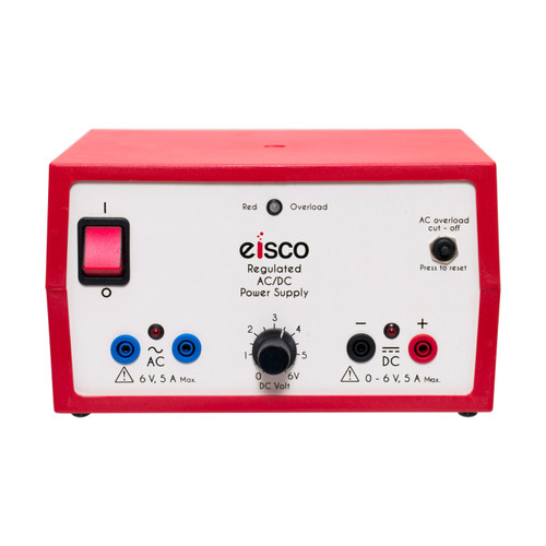 Eisco Power Supply, Regulated, AC 6V, DC 0-6V - 5 Amp.